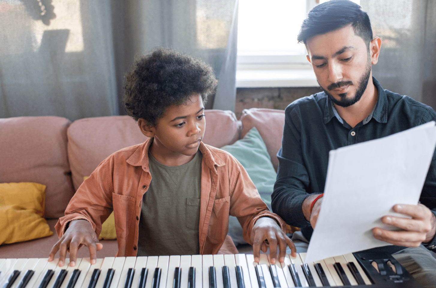 Piano lesson in progress